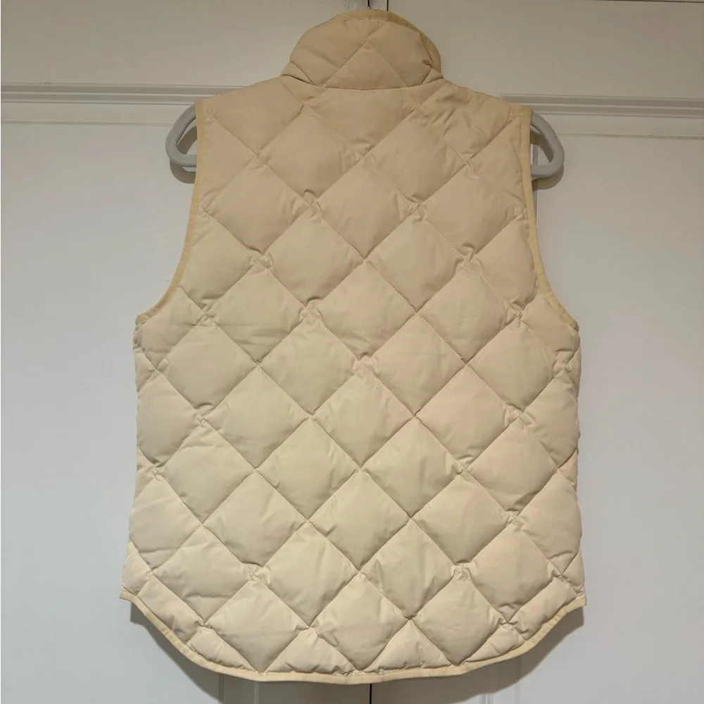 J. Crew Factory Ivory Quilted Vest with Gold Zipper